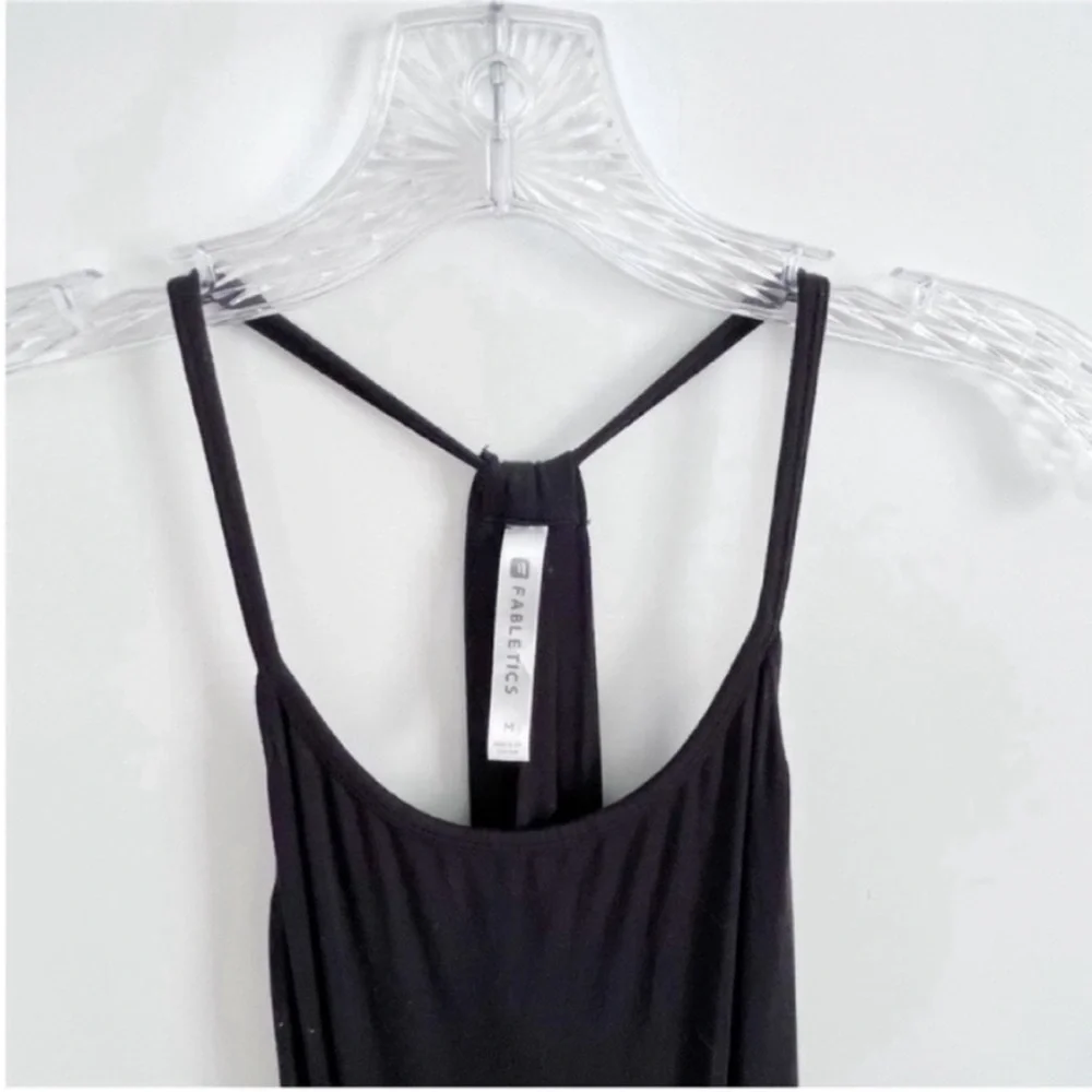 Fabletics Neema maxi dress black jersey T back draped - Picture 3 of 8